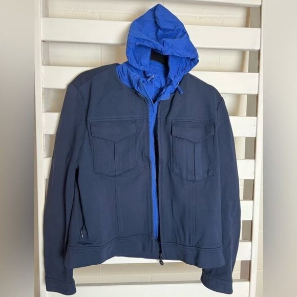 TORY BURCH SPORT Blue Jacket With Detachable Hood Size Small - Picture 9 of 13